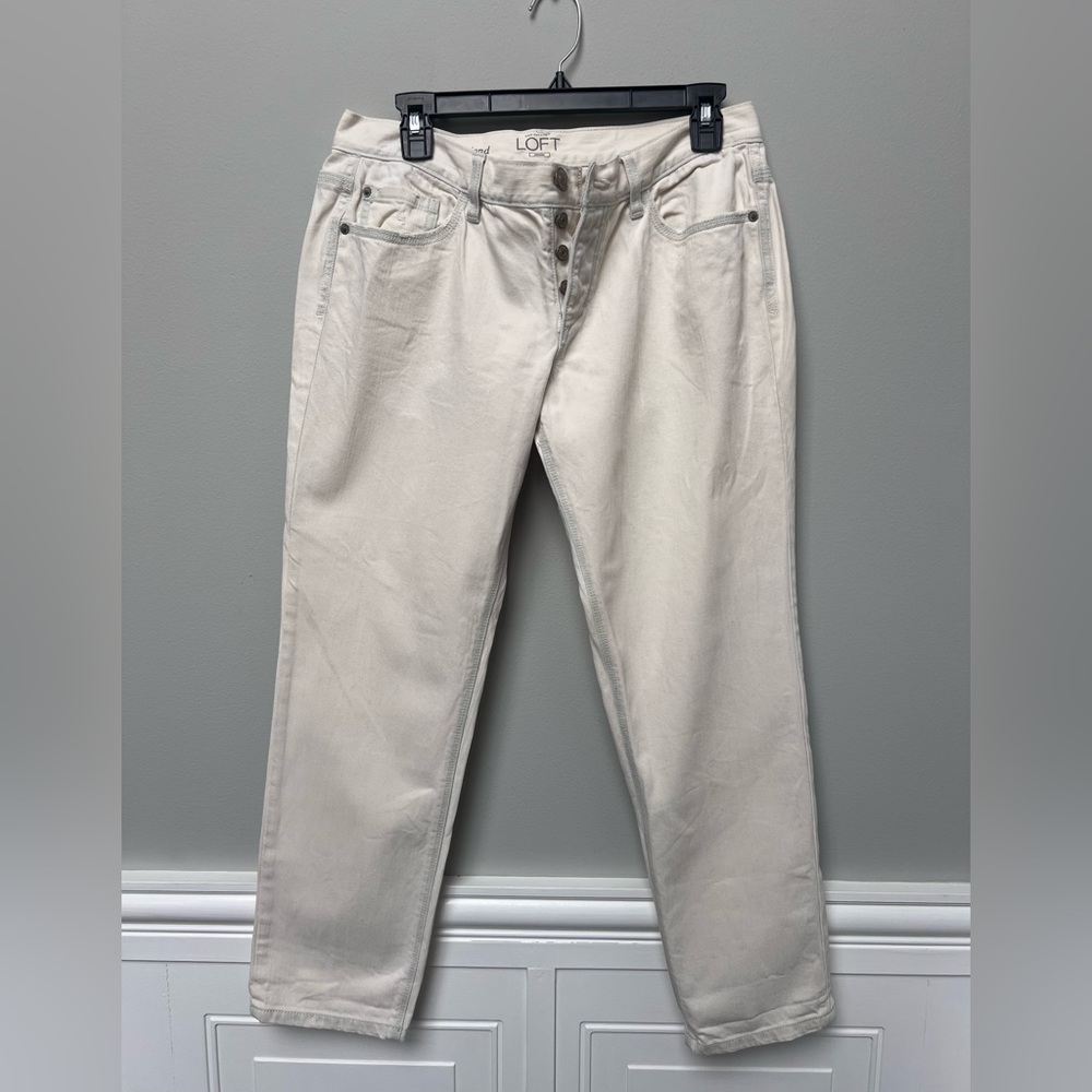 LOFT Cream Boyfriend Pants